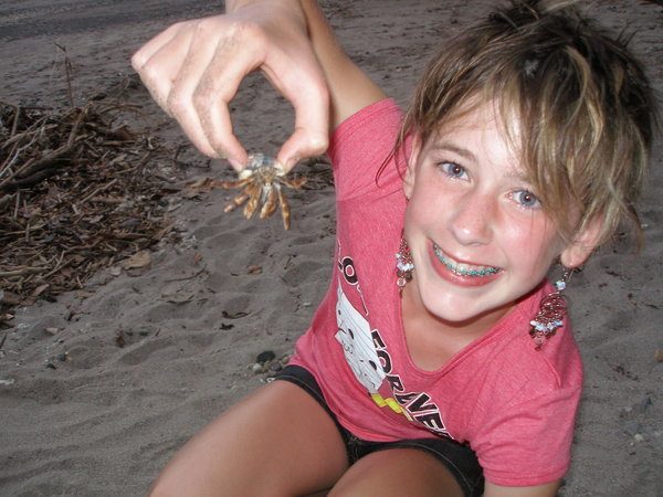 playing with crabs