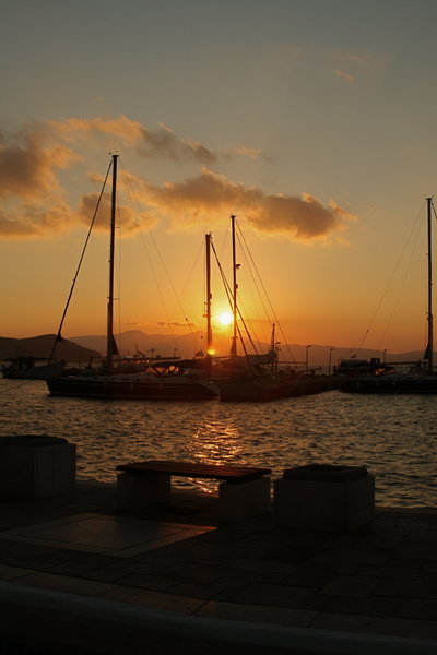 Sunset over Naxos Harbor