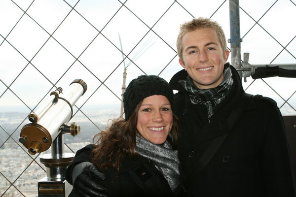 At the very top of the Eiffel Tower...hiding my fear oh so well!