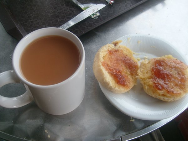 Tea and scones (minus cream)