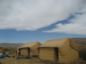 an Uros family house on the floating islands