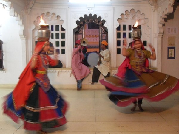 traditional Rajastani dancers..they have flaming pots on their heads