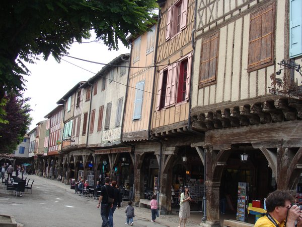 Buildings around the town square in Mirepoix
