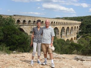 The very happy travellers at Pont du Gard