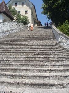 Steps to the church, Lake Bled