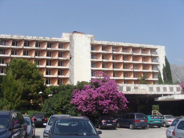Abandoned hotel in Mlini with signs of war damage