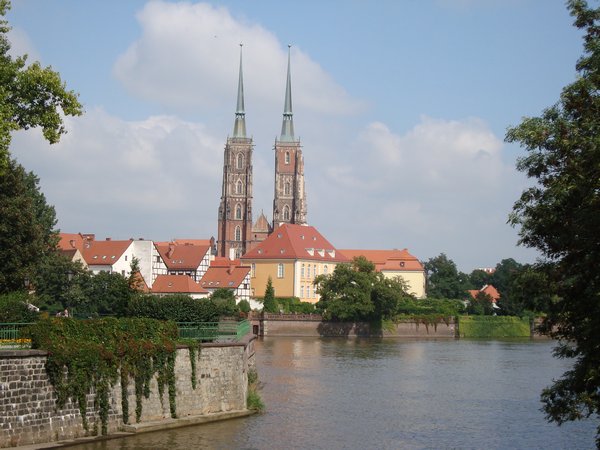 River Odra with Cathedral of John the Baptist in the background