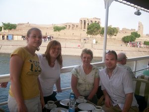 Family pic with Temple of Kom Ombo in the background