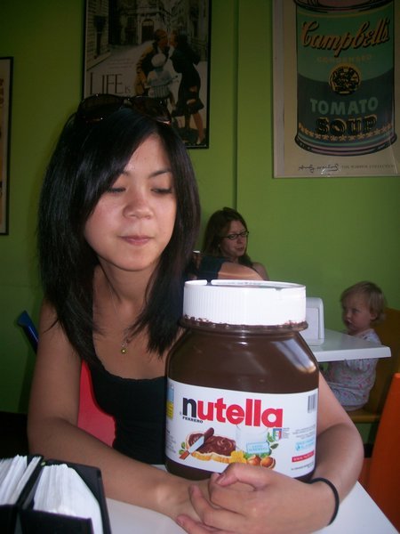 Grace with the largest Nutella Jar!