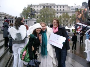 hugs from angels in Trafalgar Square