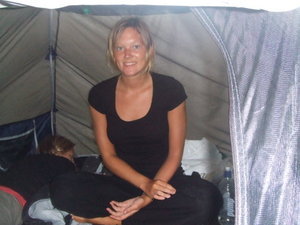 In the Tent...Getting Ready for Afternoon Snoozing!!!