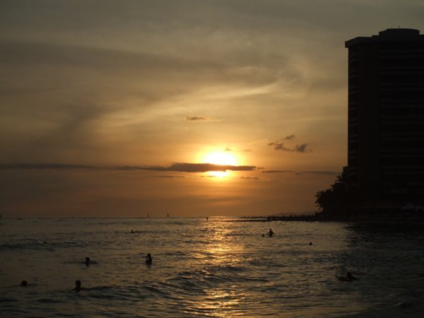 Sunset on Waikiki Beach!!