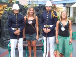 Us and the guards...not quite as well groomed you might say!!