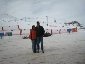 on the snow fields outside of Santiago