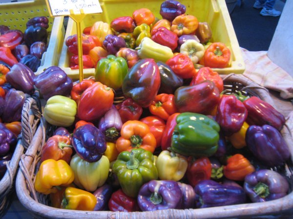 colourful display of peppers