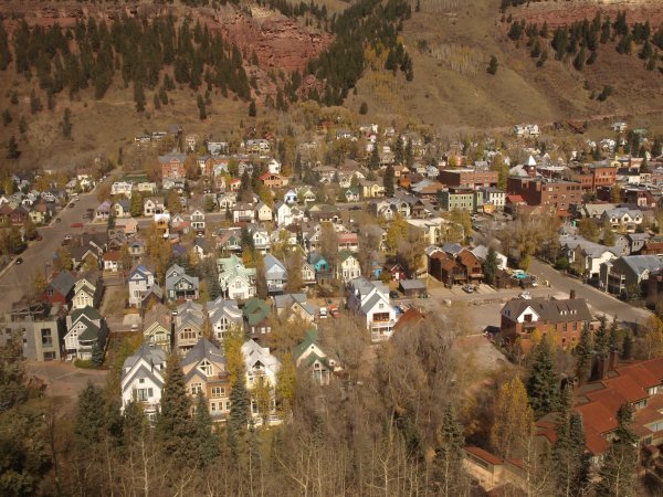 looking down on the ski town of Telluride