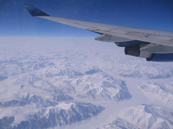 Flying over the North Pole