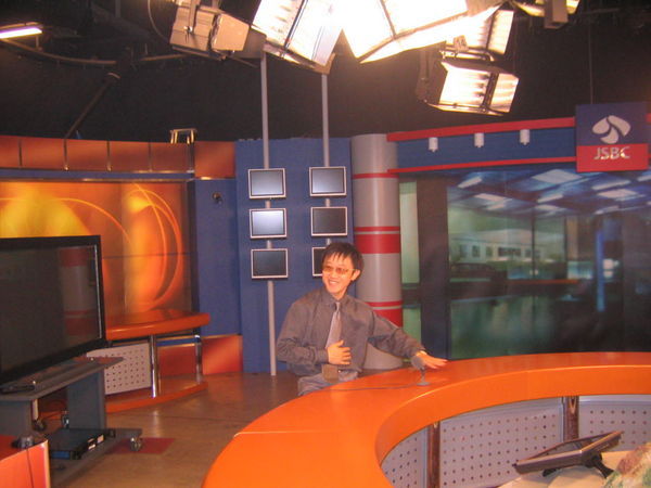 Our professor posing at the tv station