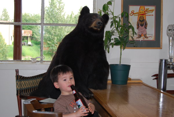 A Boy at the Bar with a Bear and ABeer