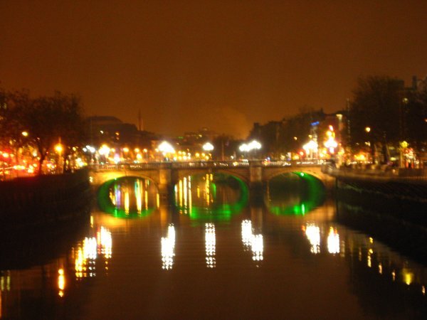 the bridge over the Liffey river in Dublin.. the lights were great!