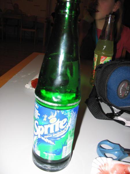 A glass soft drink bottle