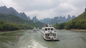 Flotilla of tourist boats
