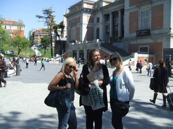 Katie, Sam and Rosy outside El Prado