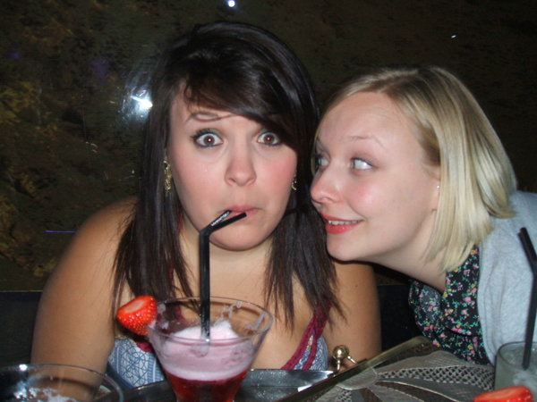 Pulling faces in the cocktail bar