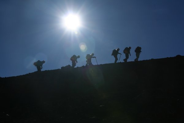Hikers on the ridge