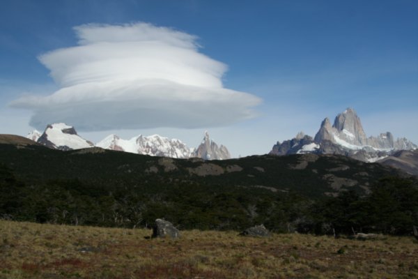 A cloud pancake over the Fitz Roy Range