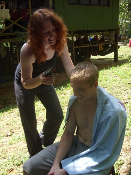 06 Dan decides a haircut is needed. Amy obliges.