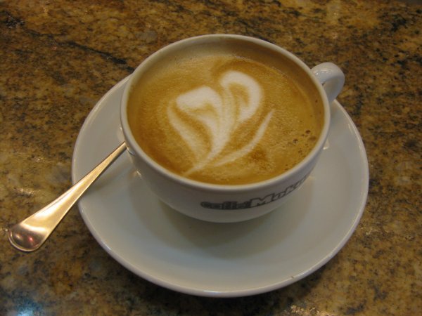 cappuccino  with a heart in the middle