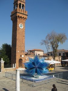 Incredible glass sculpture in the middle of the piazza in Murano