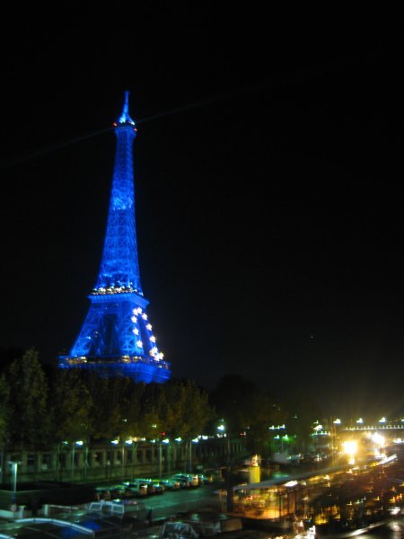 the Eiffel Tower at night