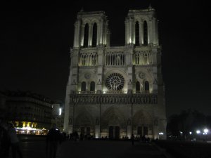 Passing by the Notre Dame at night