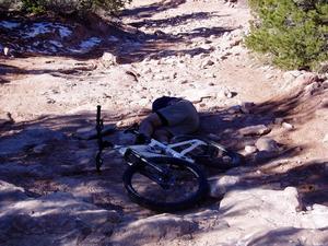 That would be me taking a spill on a rocky downhill in Moab