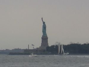 The Statue of Liberty in the distance