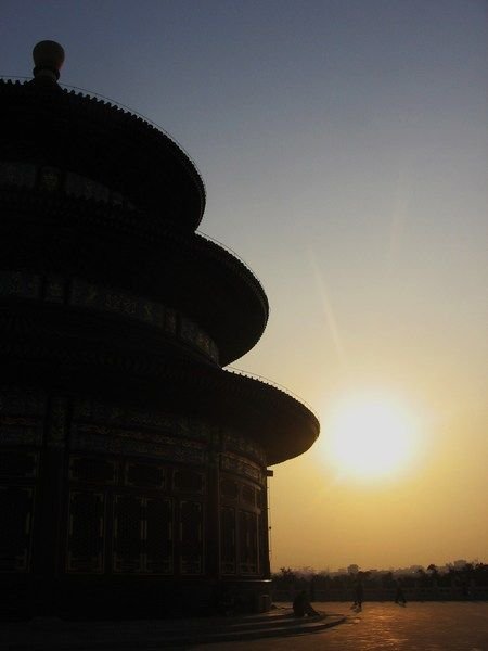 The sun sets behind the Temple of Heaven 
