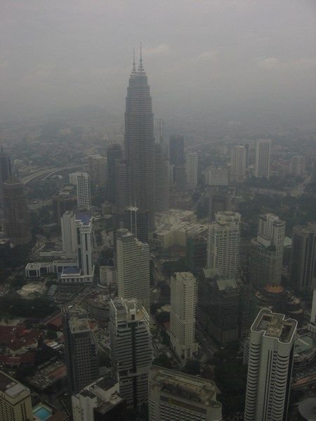 A hazy view of Kuala Lumpur from the KL Tower