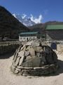 A pile of Tibetan prayer stones lay in the center of town