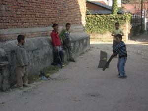 Local Kathmandu kids playing a little ball
