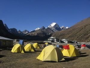 Some sleep in lodges and the others go with tents.