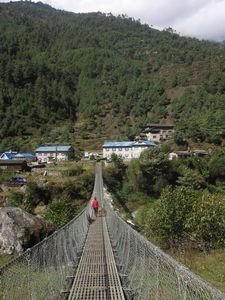 Hanging bridges take hikers across the river
