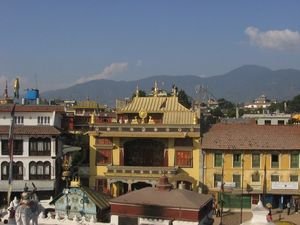 Looking out over Kathmandu from the Buddhist Stuppa