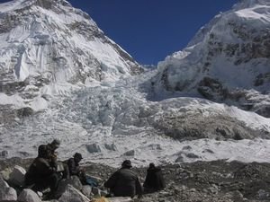 Other trekkers lounge at Everest Base Camp