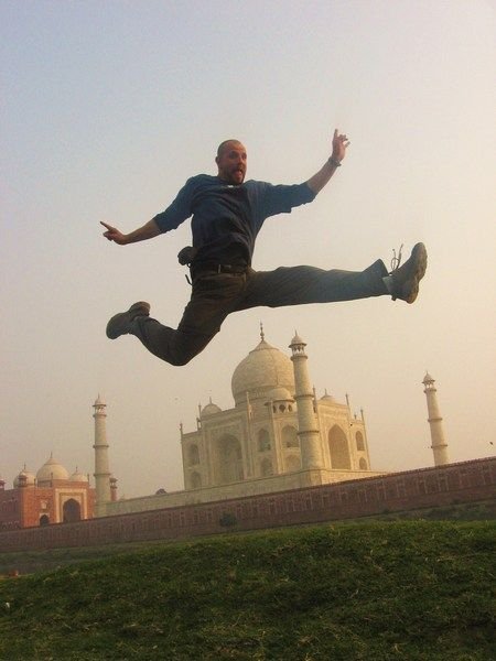There you have one of the "Seven Wonders of the World" and right behind him is the Taj Mahal