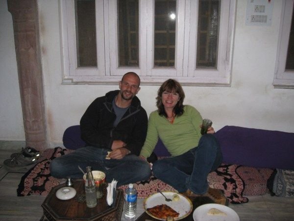 Vika and I at dinner in Pushkar