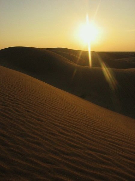 The sun sets over the Thar desert