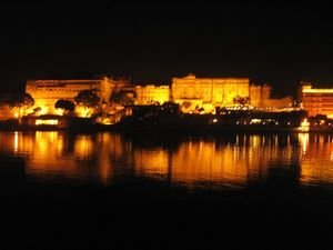 Udaipur's City Palace by night