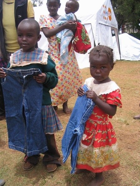A pair of kids with their new jeans